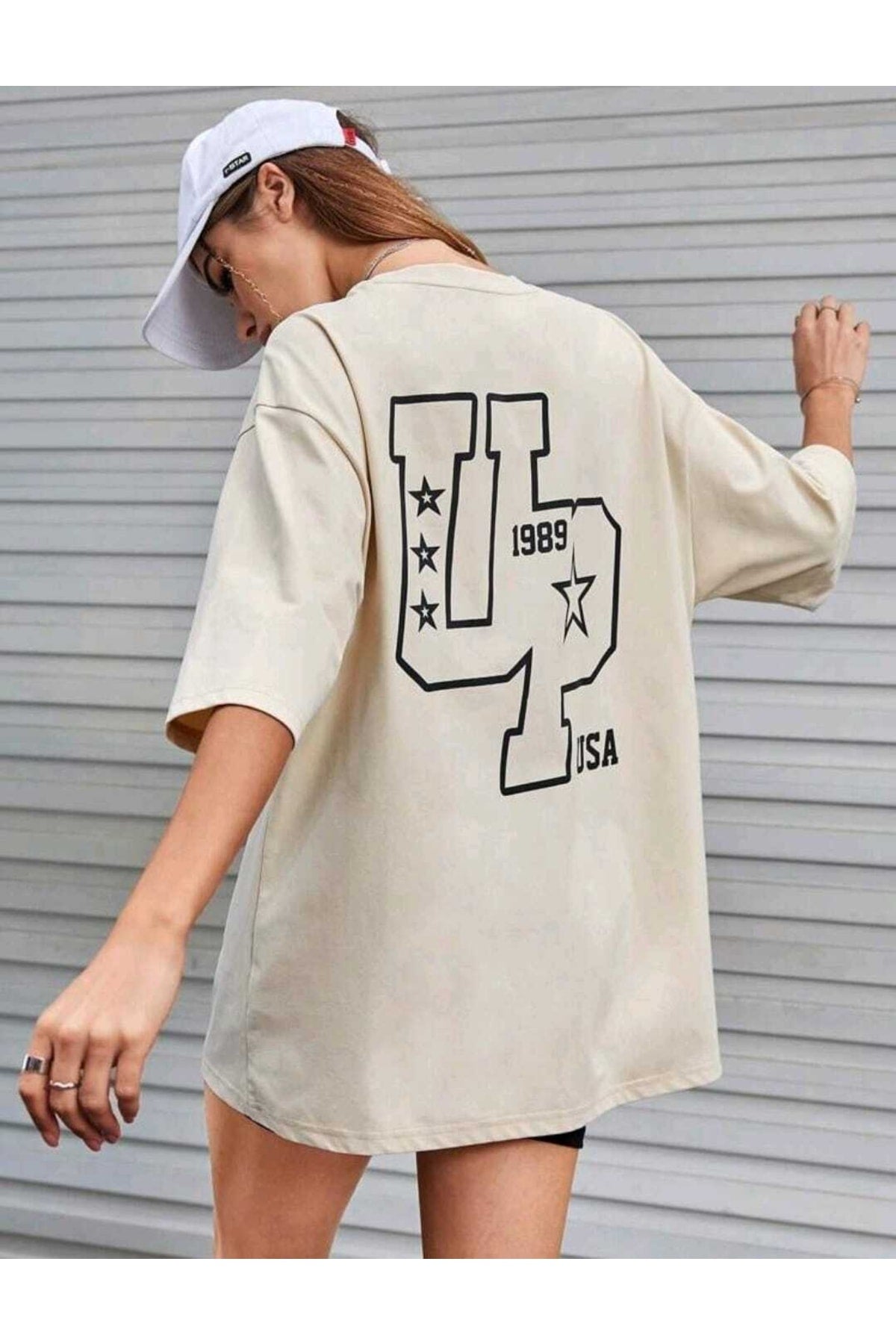 Up Baskılı Sevgili Kombin Oversize T-shirt