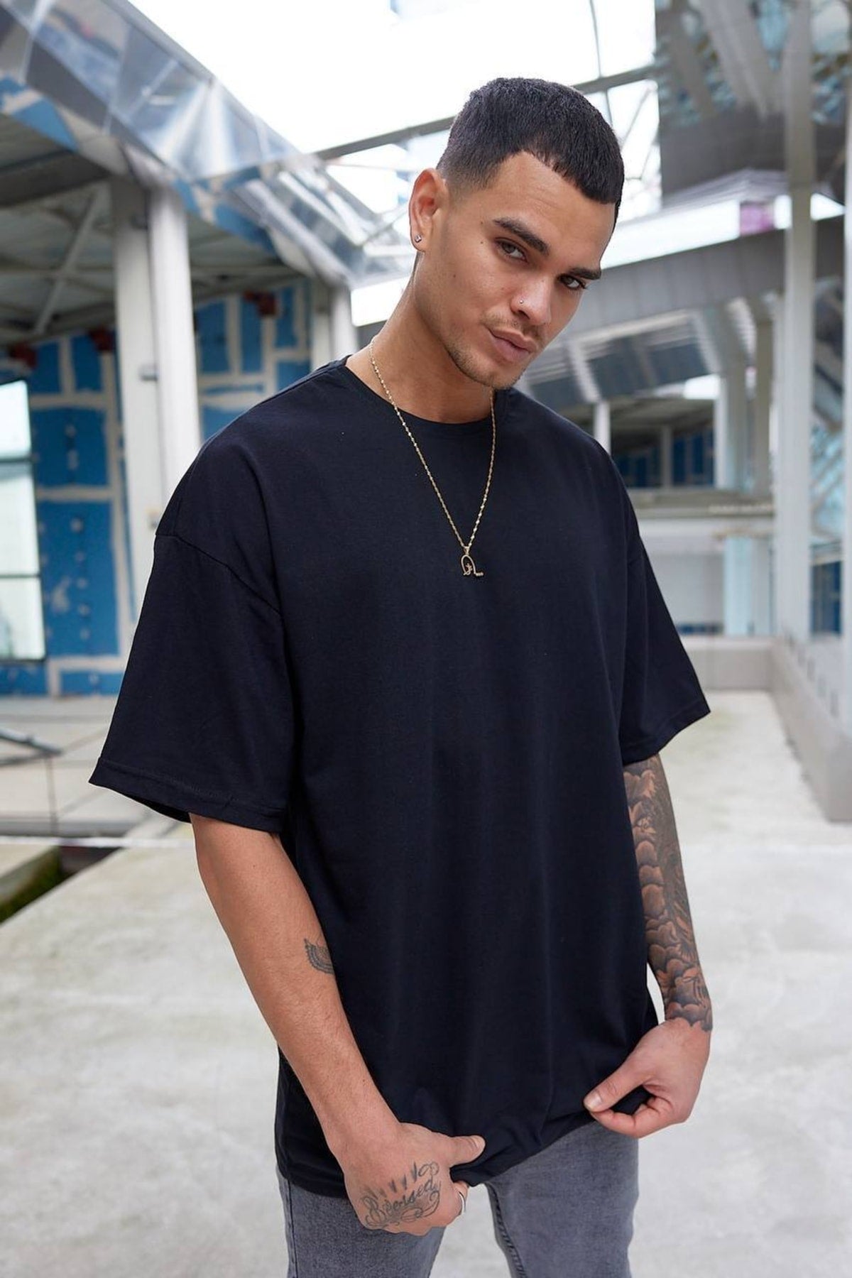 Oversize Düz Baskısız Spor Tshirt