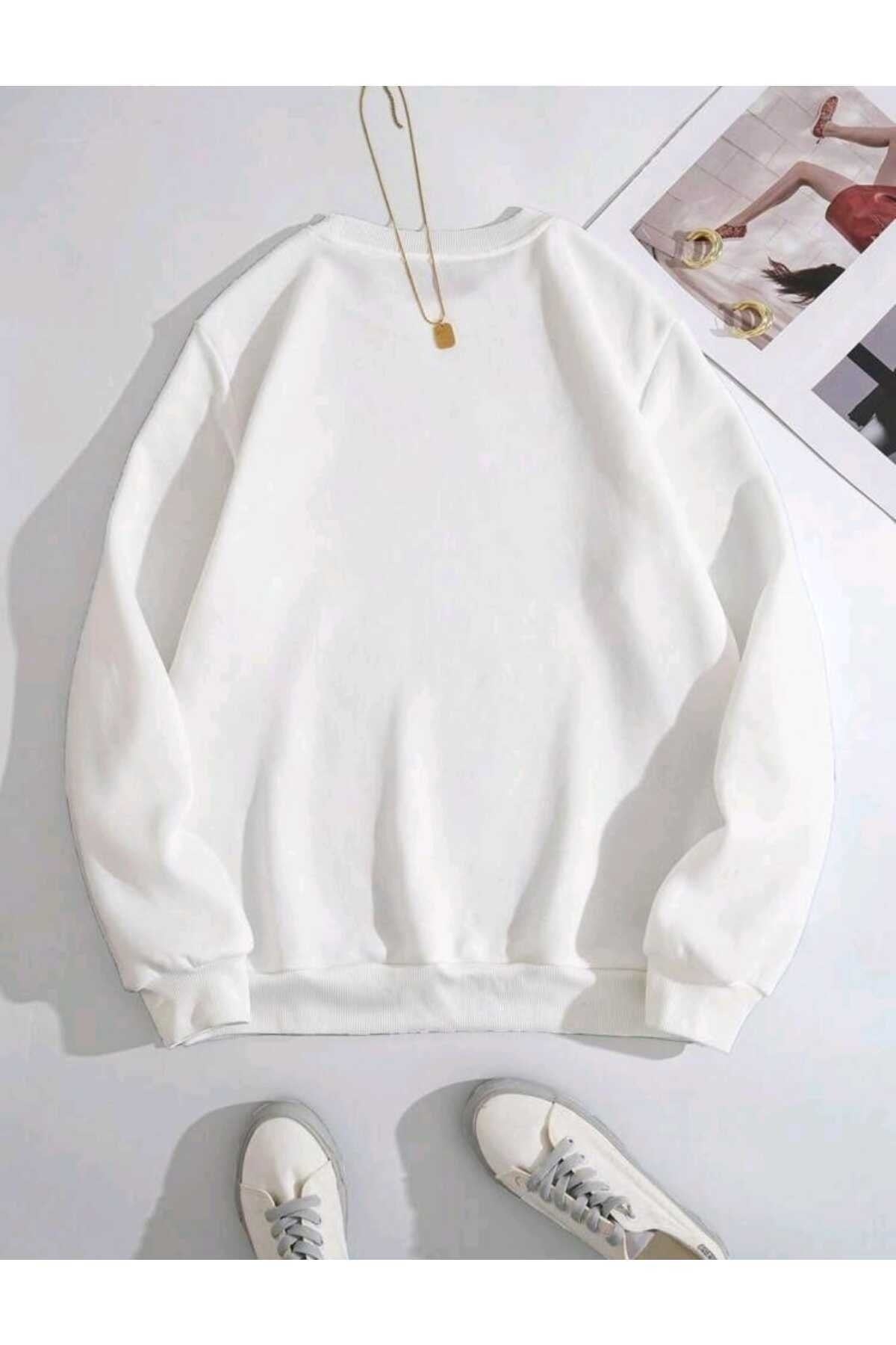 New York 1898 Baskılı Bisiklet Yaka Pamuklu Sweatshirt