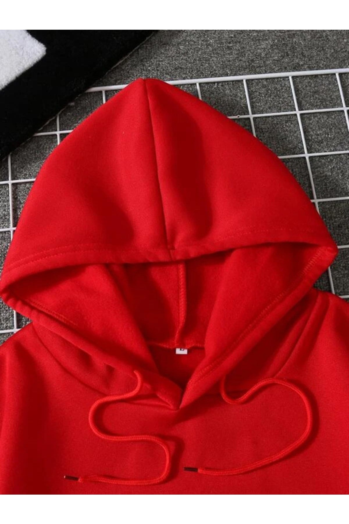 Unisex Kırmızı Kanguru Cepli Kapşonlu 3 Iplik Sweatshirt Koala