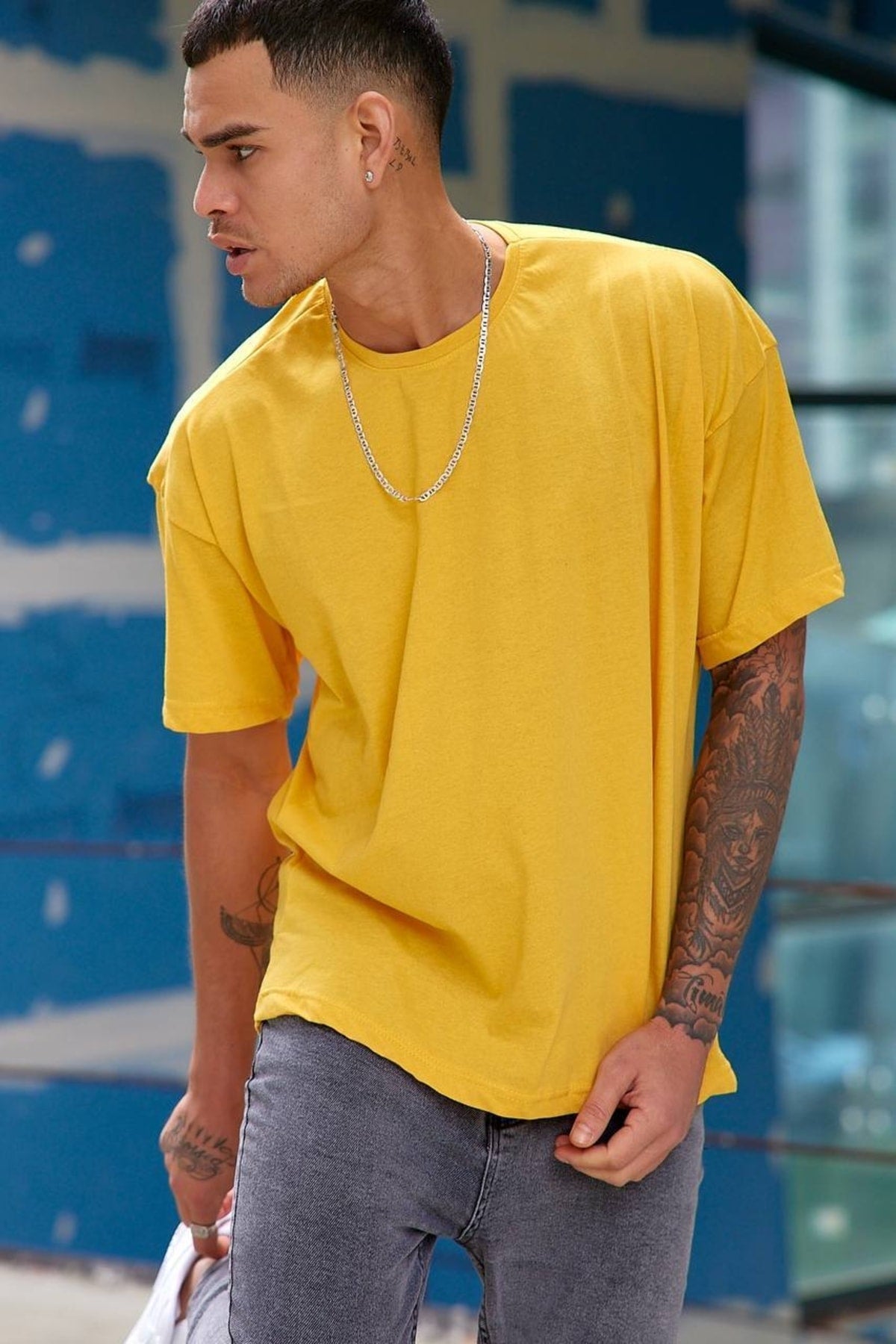 Oversize Düz Baskısız Spor Tshirt