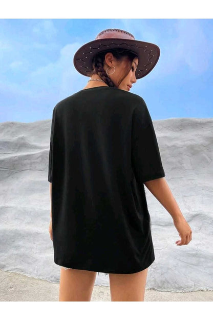 Lıne Face Baskılı Oversize ( Geniş Kalıp ) Bisiklet Yaka Pamuklu Tshirt