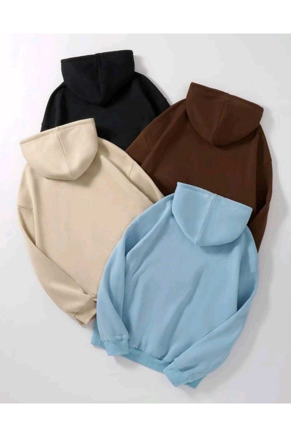 4'lü Paket Kapşonlu Oversize Pamuklu Spor Sweatshirt Hoodie