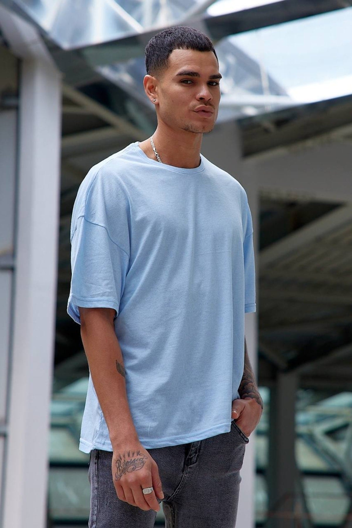 Oversize Düz Baskısız Spor Tshirt