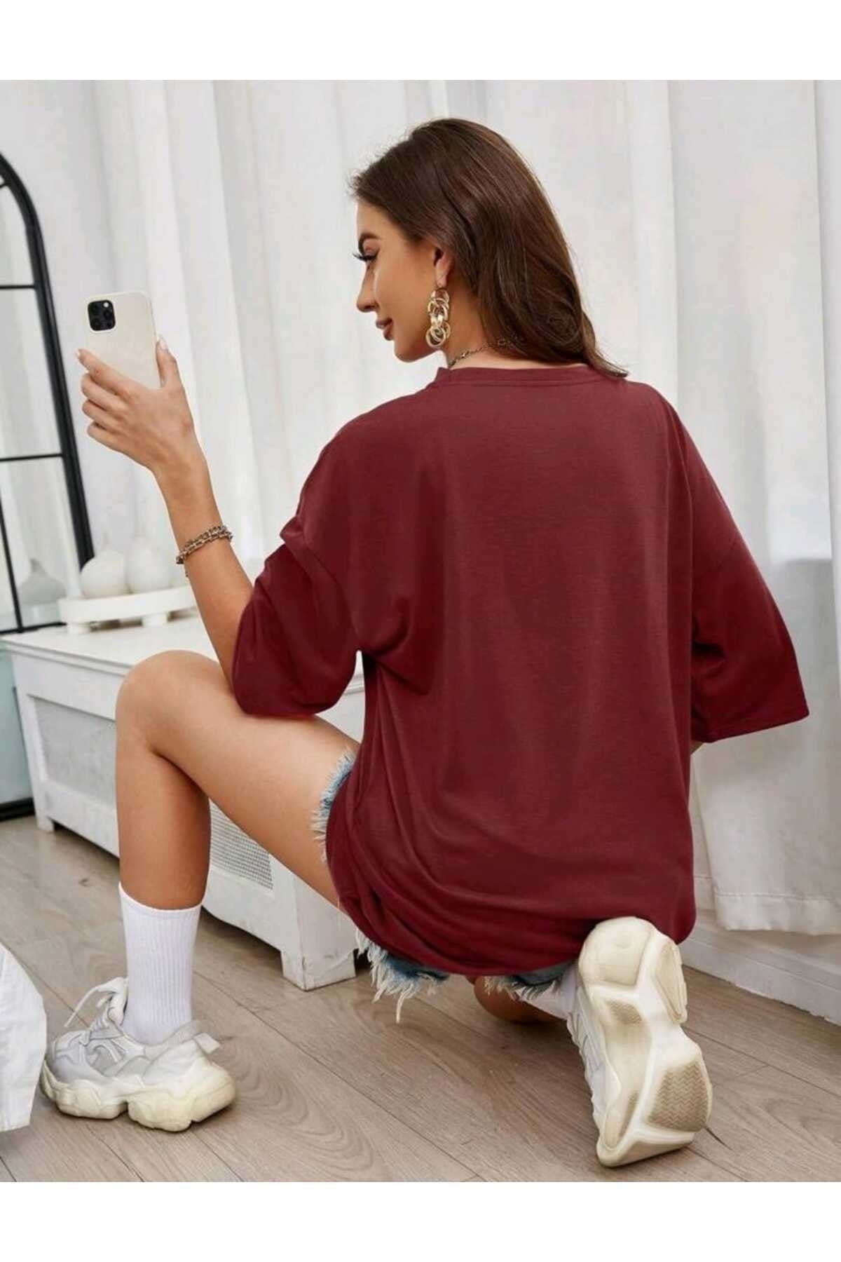Çiçek Baskılı Unisex Oversize ( Geniş Kalıp ) Tshirt