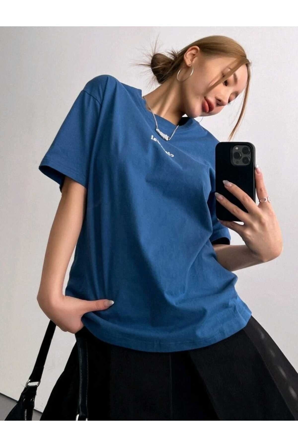 Classical Baskılı Bisiklet Yaka Pamuklu T-Shirt