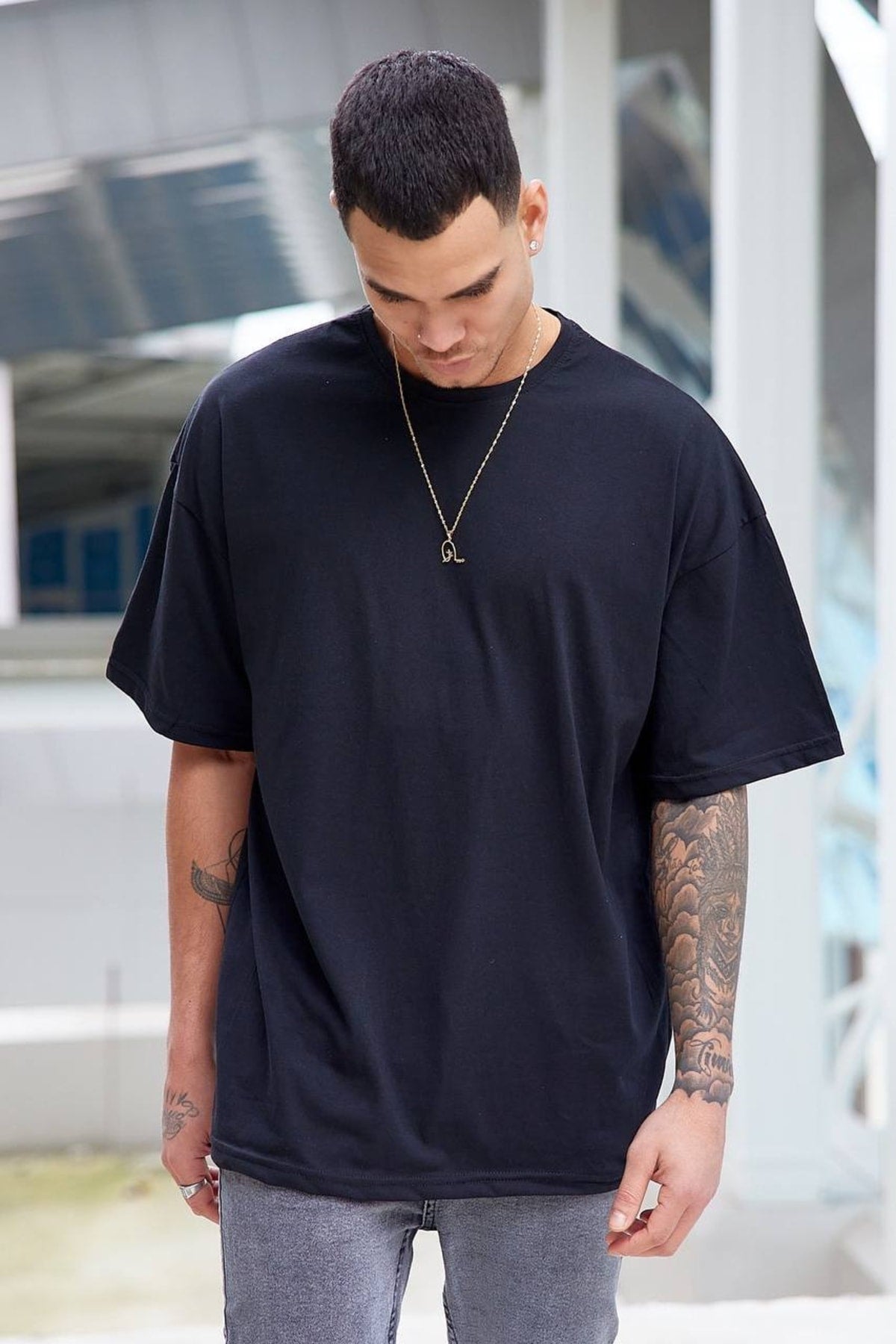 Oversize Düz Baskısız Spor Tshirt