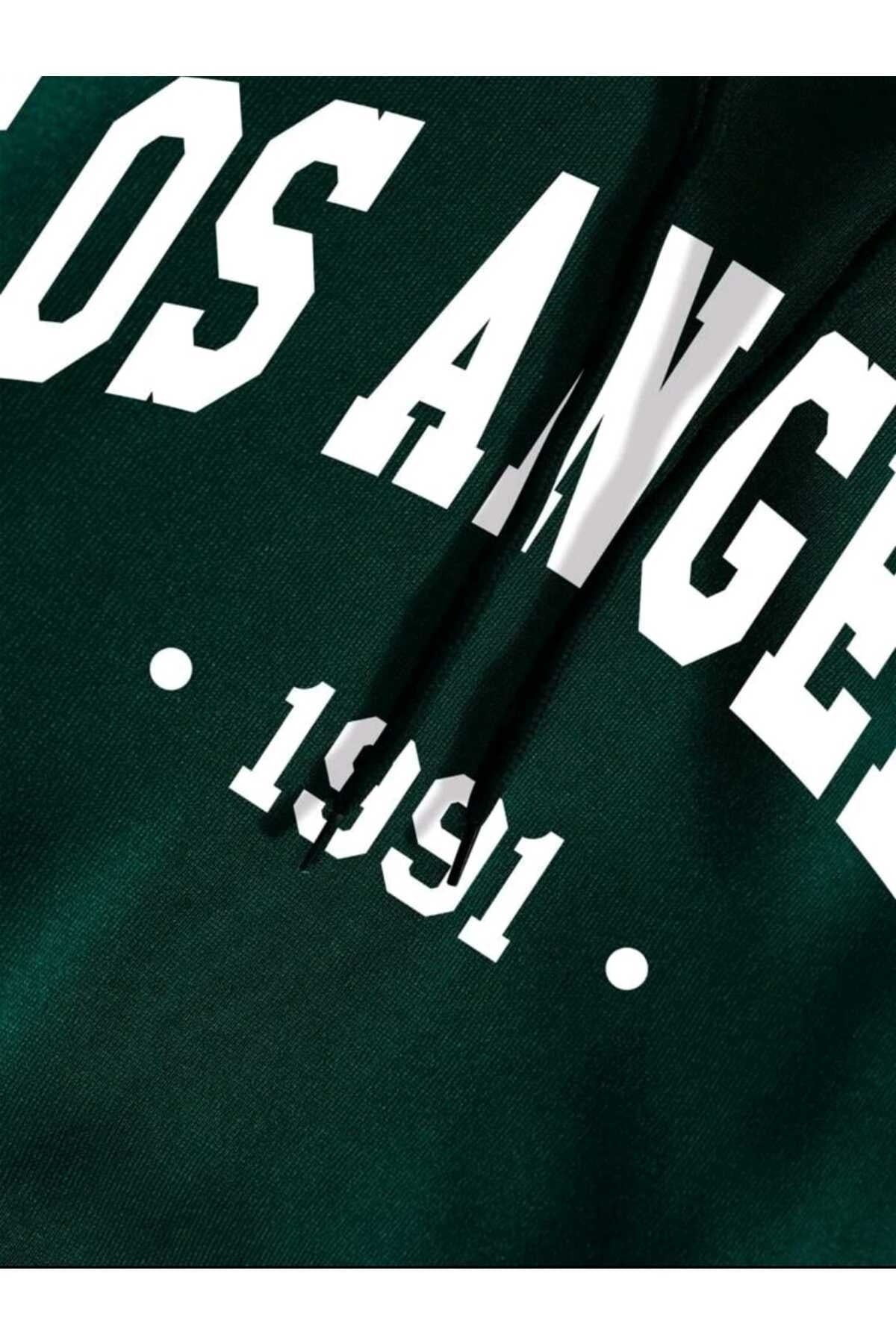 Los Angeles 1991 Baskılı Oversize Spor Sweatshirt Hoodie
