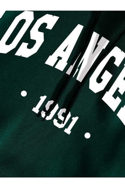 Los Angeles 1991 Baskılı Oversize Spor Sweatshirt Hoodie