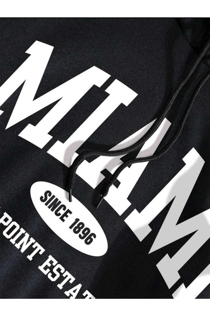 Miami Baskılı Oversize Spor Sweatshirt