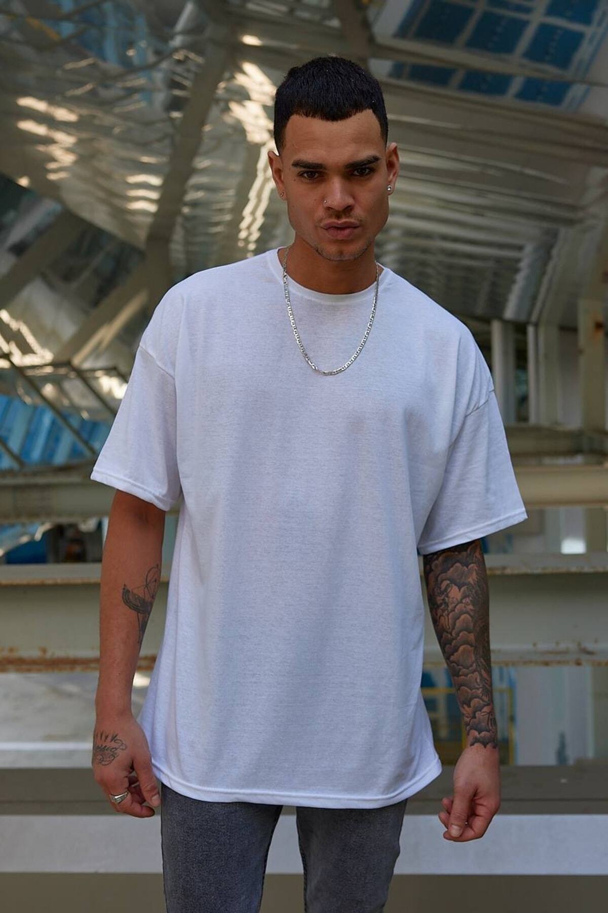 Oversize Düz Baskısız Spor Tshirt