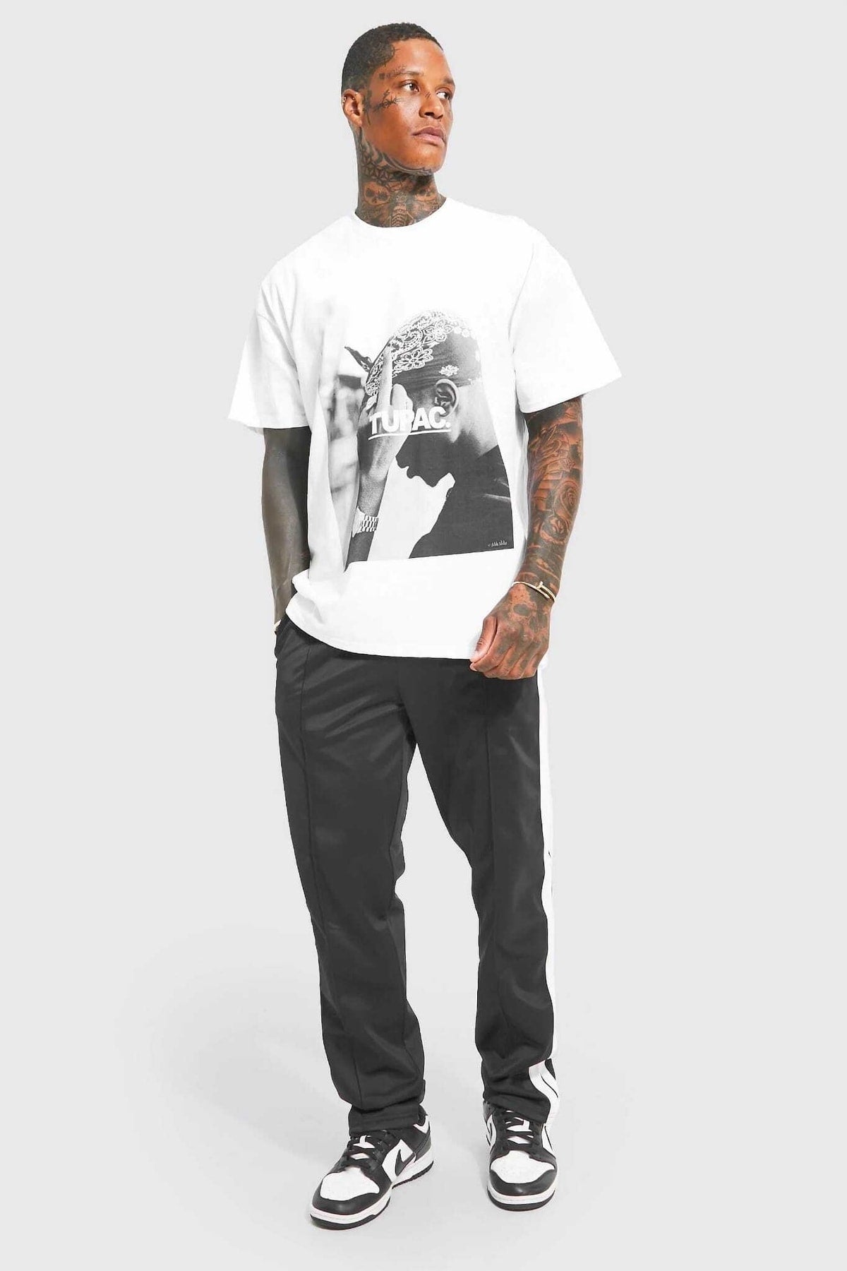 Tupac Mix Oversize Pamuk Bisiklet Yaka Unisex Tshirt