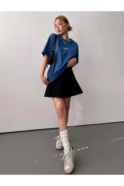 Classical Baskılı Bisiklet Yaka Pamuklu T-Shirt