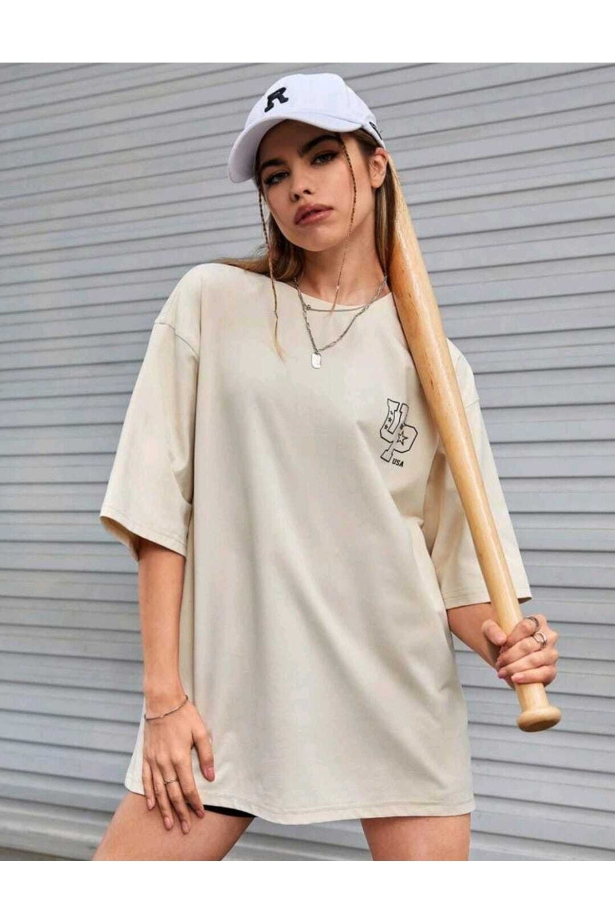 Up Baskılı Sevgili Kombin Oversize T-shirt