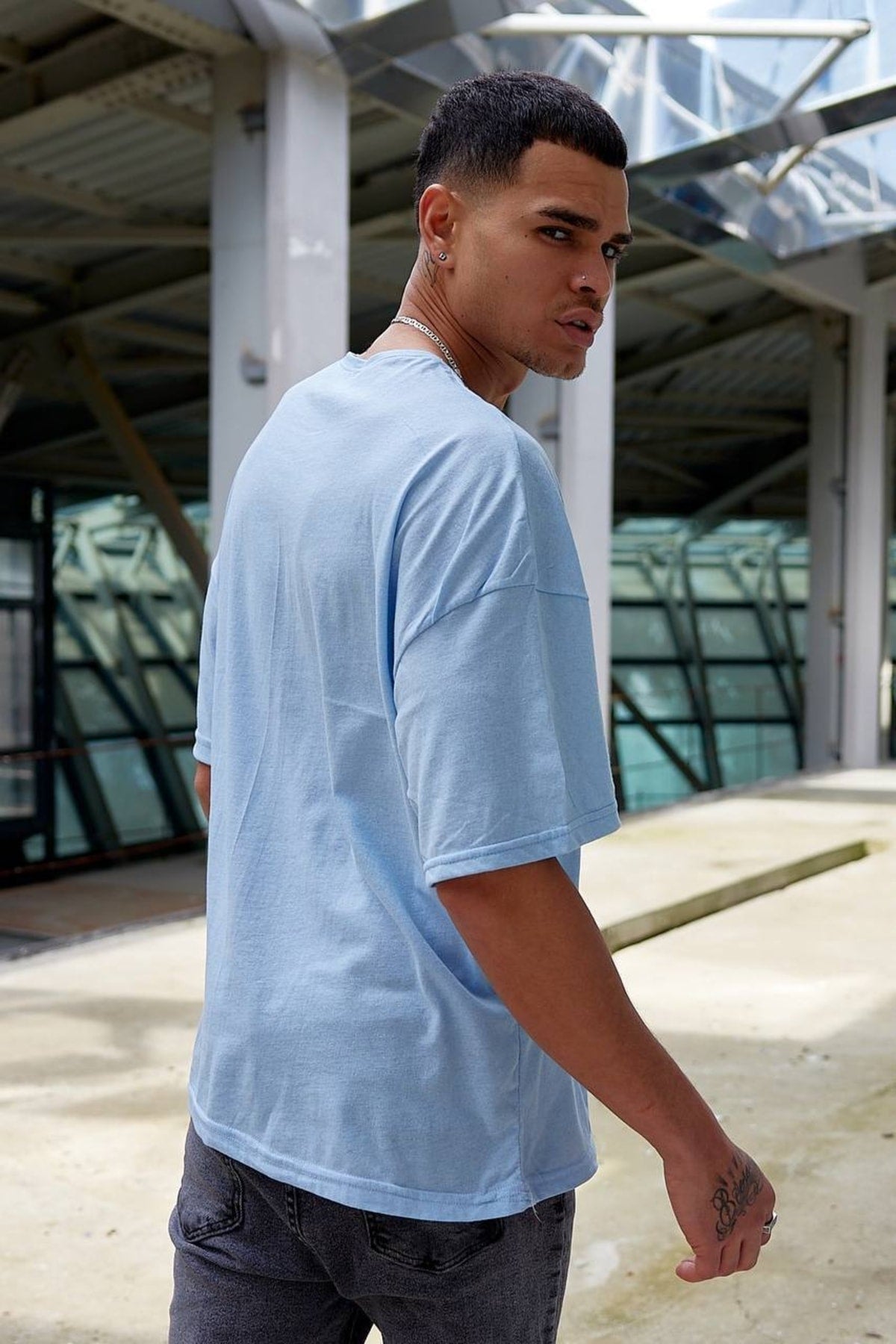 Oversize Düz Baskısız Spor Tshirt
