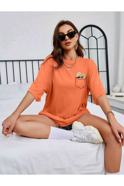 Çiçek Baskılı Unisex Oversize ( Geniş Kalıp ) Tshirt