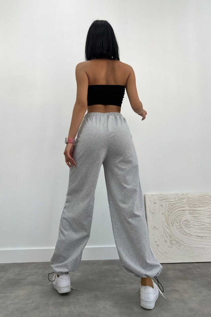 Gri Yan Biye Bol Eşofman Altı Unisex