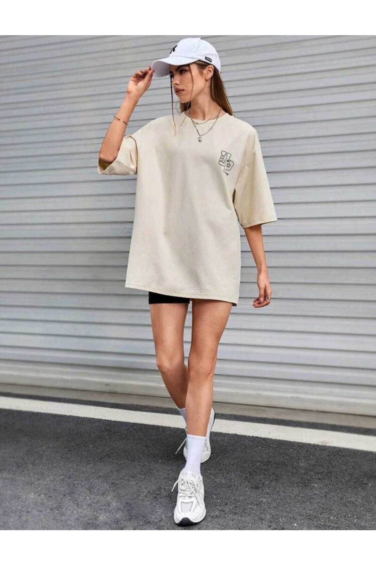 Up Baskılı Sevgili Kombin Oversize T-shirt