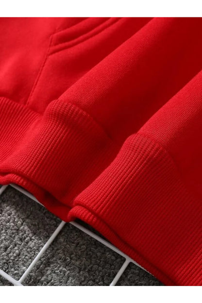 Unisex Kırmızı Kanguru Cepli Kapşonlu 3 Iplik Sweatshirt Koala
